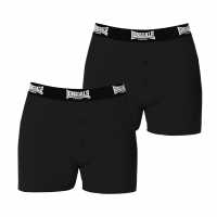 Lonsdale Мъжки Боксерки 2 Pack Boxers Mens Black Мъжко облекло за едри хора