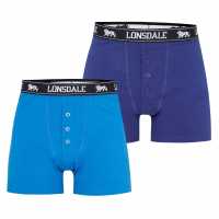 Lonsdale Мъжки Боксерки 2 Pack Boxers Mens Royal/Blue Мъжко облекло за едри хора