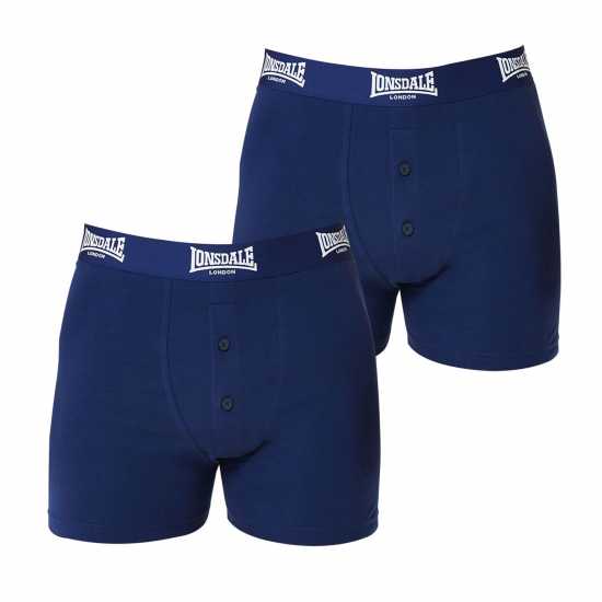 Мъжки Боксерки Lonsdale 2 Pack Boxer Shorts Mens Морска синьо 