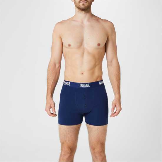 Мъжки Боксерки Lonsdale 2 Pack Boxer Shorts Mens Морска синьо 