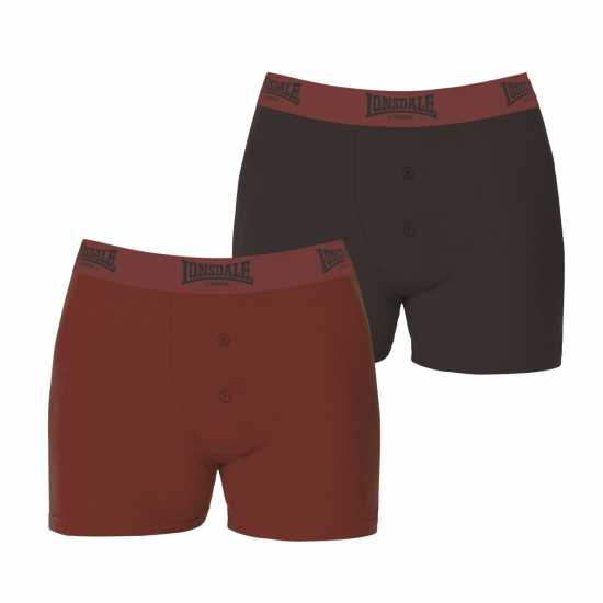 Мъжки Боксерки Lonsdale 2 Pack Boxer Shorts Mens Ръжда/Сиво Мъжки Боксерки Lonsdale 2 Pack Boxer Shorts Mens Ръжда/Сиво