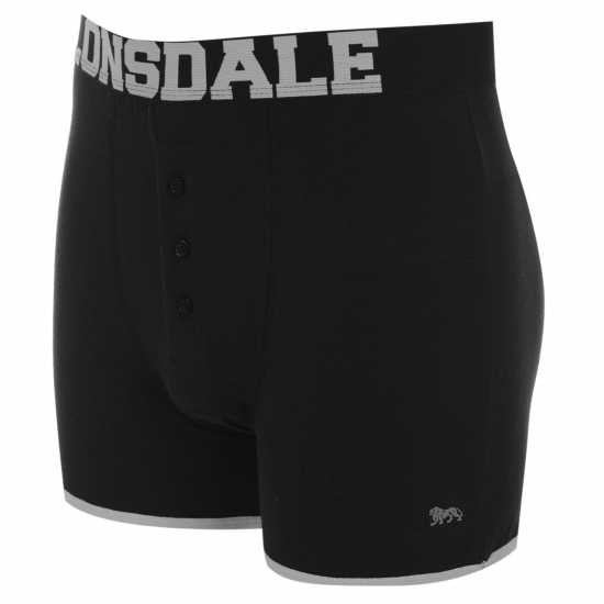 Lonsdale Мъжки Боксерки 2 Pack Boxers Mens Black/Khaki Мъжко облекло за едри хора