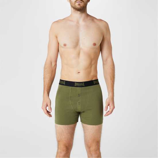 Мъжки Боксерки Lonsdale 2 Pack Boxer Shorts Mens Черно/Кахи 