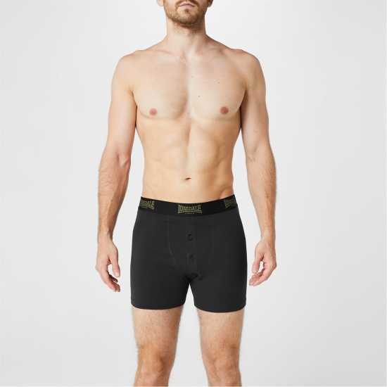 Мъжки Боксерки Lonsdale 2 Pack Boxer Shorts Mens Черно/Кахи 