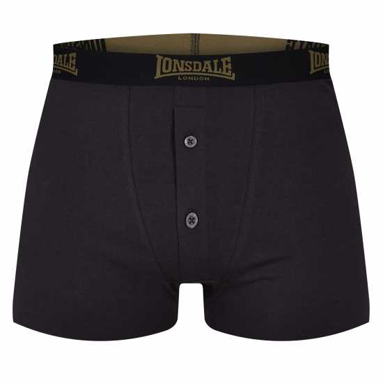 Мъжки Боксерки Lonsdale 2 Pack Boxer Shorts Mens Черно/Кахи 
