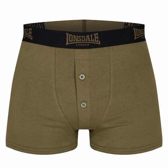 Мъжки Боксерки Lonsdale 2 Pack Boxer Shorts Mens Черно/Кахи 