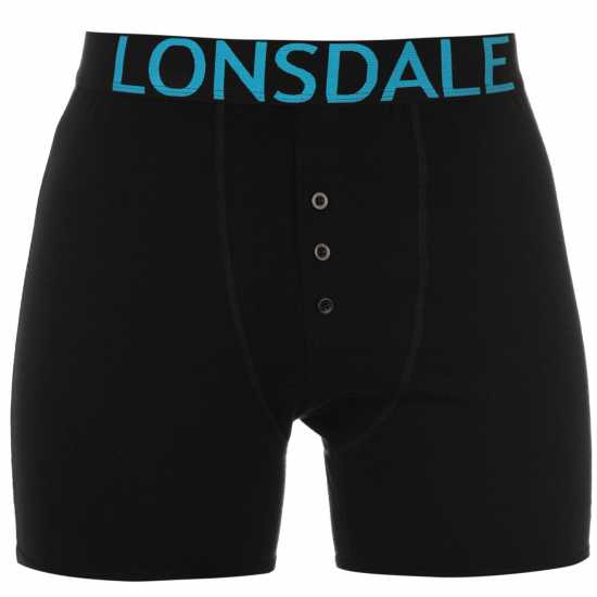 Lonsdale Мъжки Боксерки 2 Pack Boxers Mens Grey/Green - Мъжко облекло за едри хора