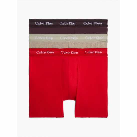 Calvin Klein 3 Pack Boxer Briefs Plum/Red/GryCQ8 Мъжко облекло за едри хора