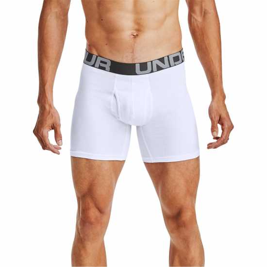 Under Armour Charged Cotton 6In 3 Pack White/Grey - Мъжко облекло за едри хора