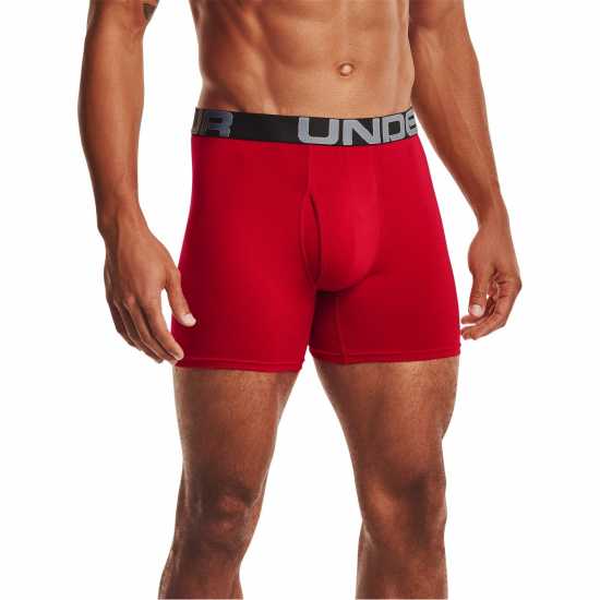 Under Armour Charged Cotton 6Inch 3 Pack Red/Grey Мъжко облекло за едри хора