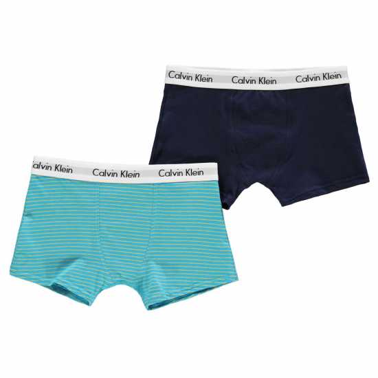 Calvin Klein 2 Pack Boxer Shorts Sky Strpe/Nvy Детско бельо