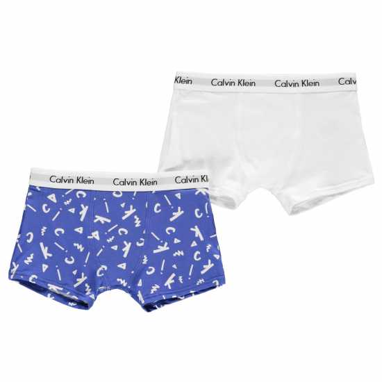 Calvin Klein 2 Pack Boxer Shorts Blu/Wht Детско бельо