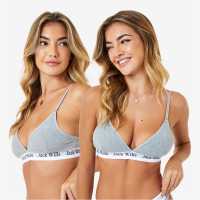 Jack Wills Biddstone Multipack Bralette 2 Pack Сив марл Дамско бельо
