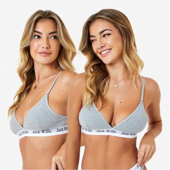 Jack Wills Biddstone Multipack Bralette 2 Pack Сив марл Дамско бельо