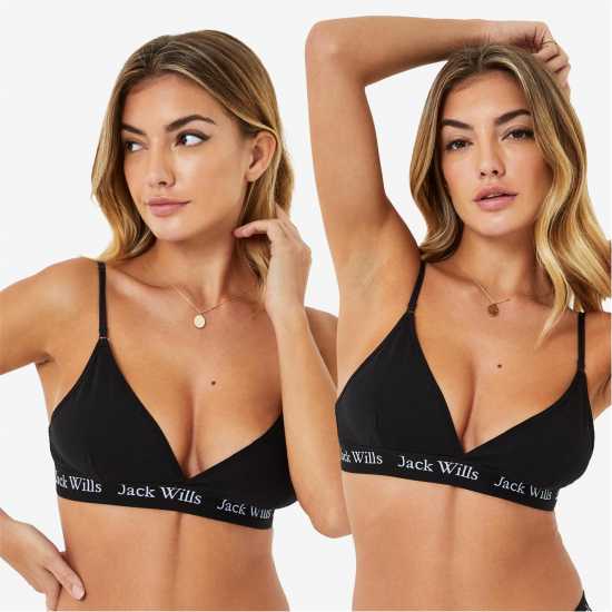 Jack Wills Biddstone Multipack Bralette 2 Pack Черно Дамско бельо