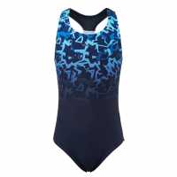 Slazenger Бански Костюм Момиче Sport Back Swimsuit Junior Girls Black/Blue Детски бански и бикини