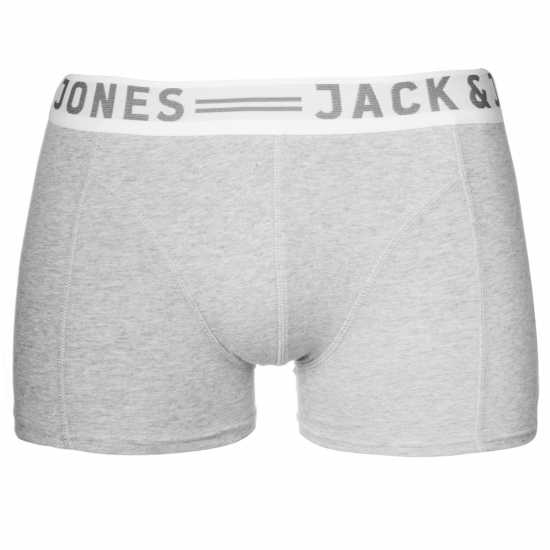 Jack And Jones Спортни Гащета Sense 3 Pack Trunks Mens Blk/Wht/Grey Мъжко облекло за едри хора