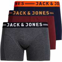 Jack And Jones Спортни Гащета Sense 3 Pack Trunks Mens Brgd/Nvy/DGM Мъжко облекло за едри хора