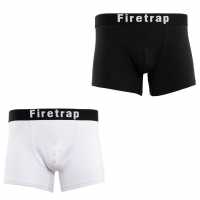 Firetrap 2 Чифта Боксерки 2 Pack Trunks White/Black Мъжко бельо