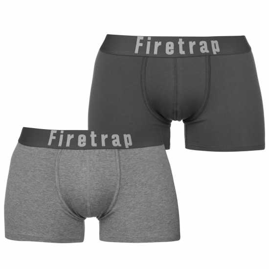2 Чифта Боксерки Firetrap 2 Pack Trunks Mens Сиво / СивоМарл 2 Чифта Боксерки Firetrap 2 Pack Trunks Mens Сиво / СивоМарл