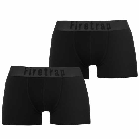2 Чифта Боксерки Firetrap 2 Pack Trunks Mens Черно / Черно 