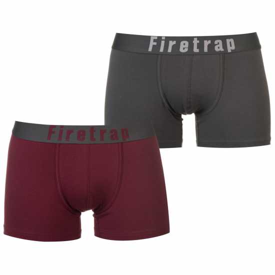 2 Чифта Боксерки Firetrap 2 Pack Trunks Mens Сиво / Вино 2 Чифта Боксерки Firetrap 2 Pack Trunks Mens Сиво / Вино