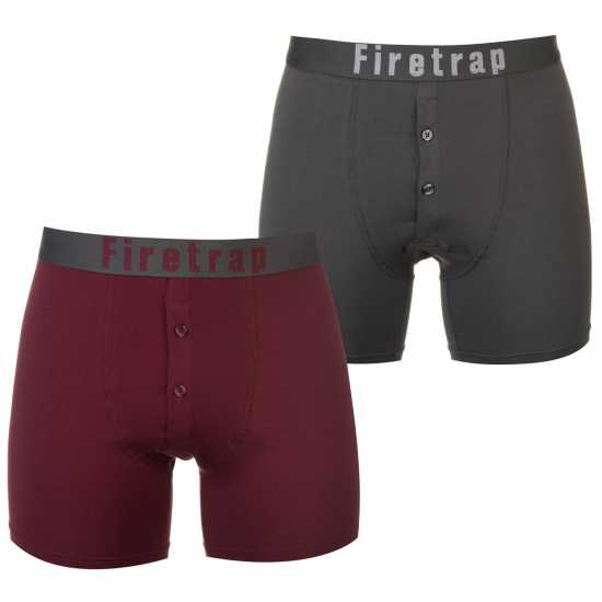 Firetrap 2 Pack Boxers Сиво / Вино Мъжко бельо