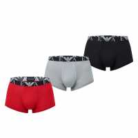 Emporio Armani 3-Pack Logo Trunks Rd/Gry/Blk41074 