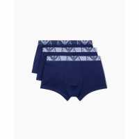 Emporio Armani 3-Pack Logo Trunks Blu/Blu/Blu Мъжко бельо