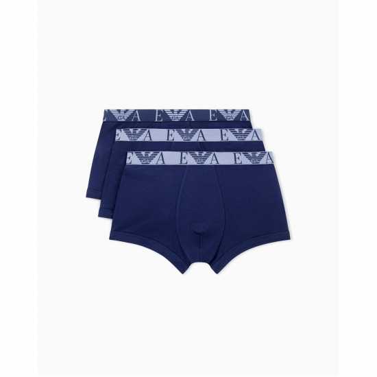 Emporio Armani 3-Pack Logo Trunks Blu/Blu/Blu 