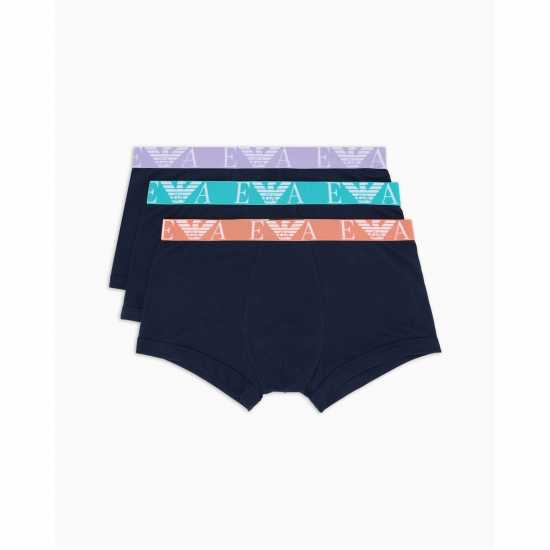 Emporio Armani 3-Pack Logo Trunks Blue/Blue/Blue 