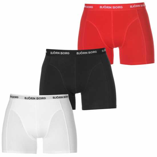 Bjorn Borg Bjorn 3 Pack Solid Boxer Shorts Blk/Wht/Red Мъжко бельо