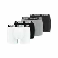 Puma Мъжки Боксерки 4 Pack Basic Boxers Mens White/Grey Мъжко облекло за едри хора
