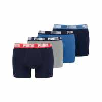 Puma Мъжки Боксерки 4 Pack Basic Boxers Mens Blue Combo Мъжко облекло за едри хора