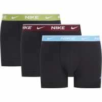 Nike Спортни Гащета 3 Pack Dri-Fit Essential Microfiber Trunks Mens Pur/Blue/Grn WB Мъжко бельо