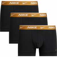 Nike Спортни Гащета 3 Pack Dri-Fit Essential Microfiber Trunks Mens Black/Gold Мъжко бельо