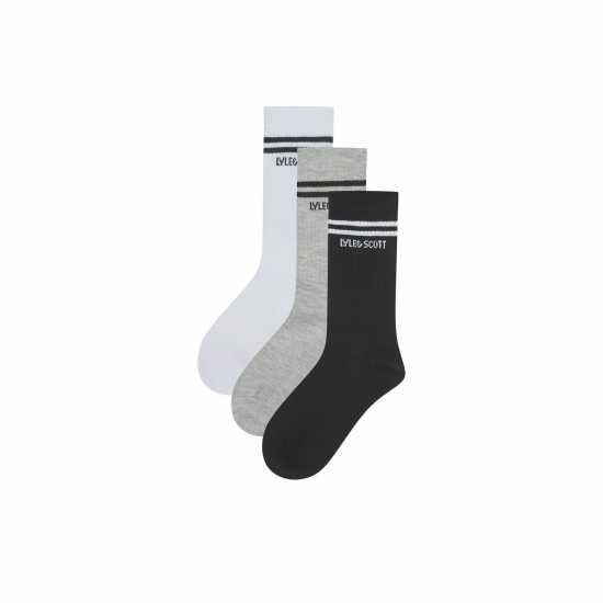Lyle And Scott Crew Socks Бяло/Черно/Сиво 