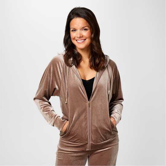 Biba Velour Zip Hoodie  Дамски суичъри и блузи с качулки