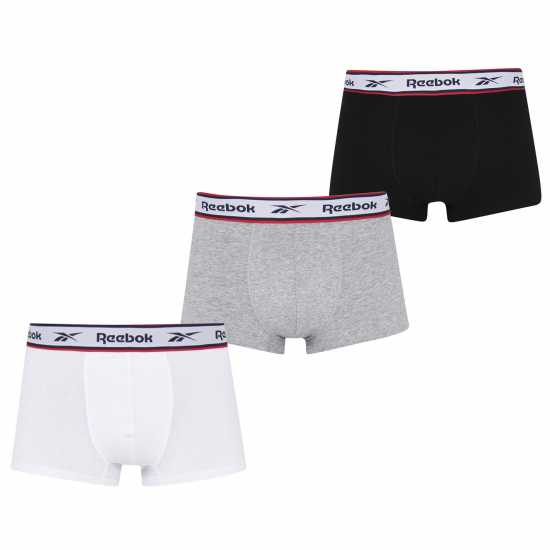 Reebok Мъжки Боксерки 3 Pack Boxer Shorts Mens Черно/Бяло/Сиво Мъжко бельо