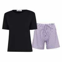 Miso Stripe Lilac Shorts And Tee Pj Set Co Ord  Дамско облекло плюс размер