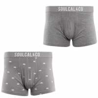 Soulcal 2 Pack Modal Trunks Grey Мъжко бельо