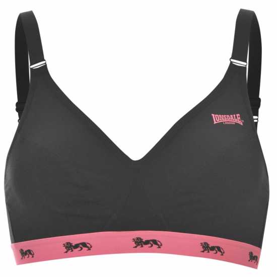 Lonsdale Дамски Спортен Сутиен Sports Bra Ladies Black/Fluo Pink Спортни сутиени