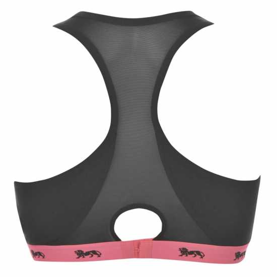 Lonsdale Crop Top Women Black/Fluo Pink Спортни сутиени