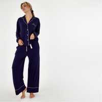 Jack Wills Jersey Pyjama Set And Scrunchie Navy Дамски пижами