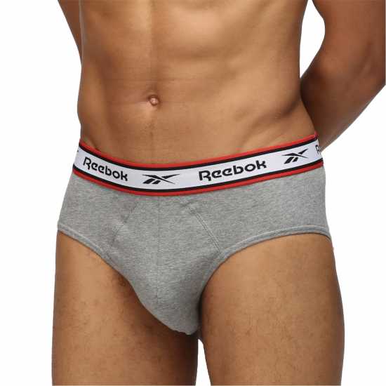 Reebok 3 Pack Cotton Elastane Briefs Mens Черно/Бяло/Сиво Мъжко бельо