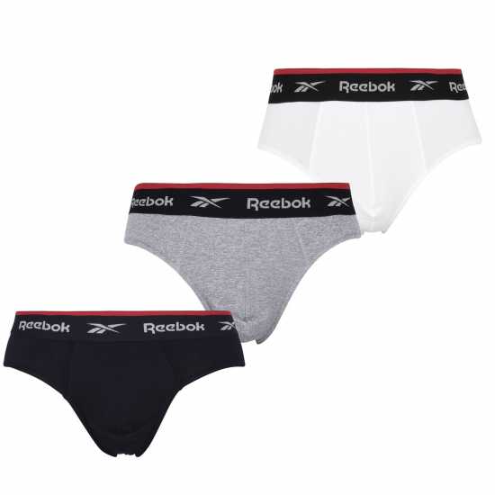 Reebok 3 Pack Wiggins Briefs Mens Черно/Бяло/Сиво Мъжко бельо