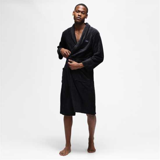 Ben Sherman Sherman Mens Fleece Robe Randol Black 