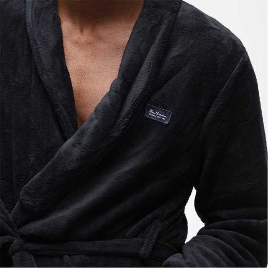 Ben Sherman Sherman Mens Fleece Robe Randol Black 