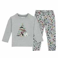 Linea Infants Xmas Family Pj Set Grey Бебешки дрехи