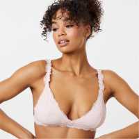 Jack Wills Lace Triangle Bralette Pink Дамско бельо